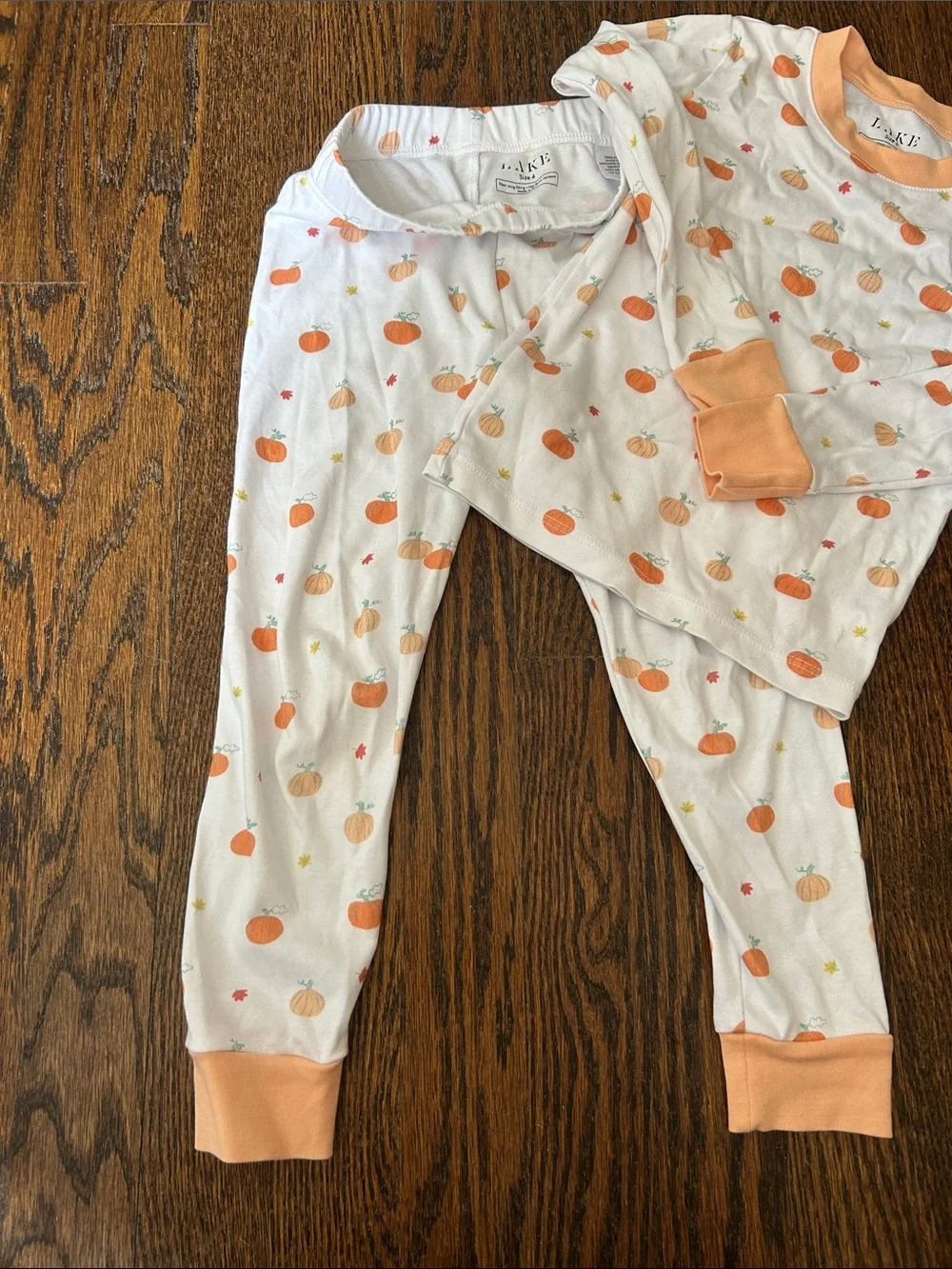 H&M White and Orange Pumpkin Print Kids Pajama Set
